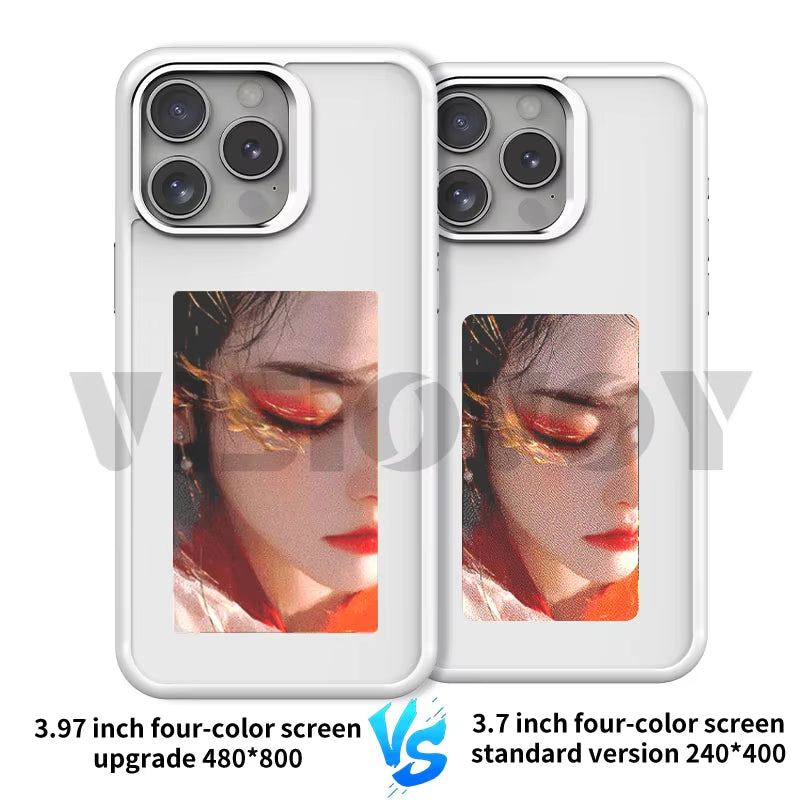 Newtech NFC Function Phone Case for Iphone 16 Pro Max 15 14 13 DIY Case E Ink Screen Phone Cover Cartoon Girl Funda Battery Free