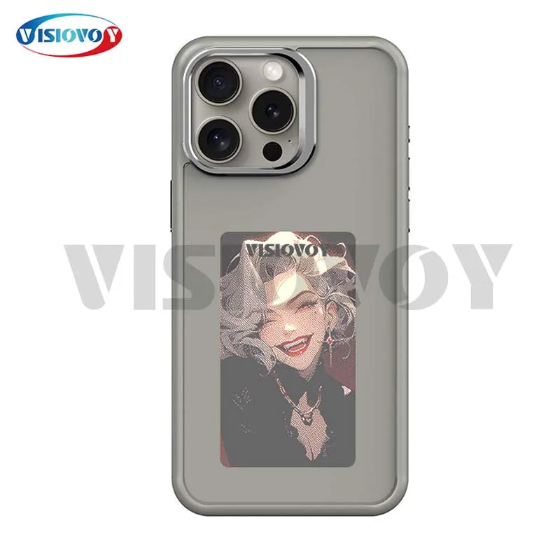 Newtech NFC Function Phone Case for Iphone 16 Pro Max 15 14 13 DIY Case E Ink Screen Phone Cover Cartoon Girl Funda Battery Free