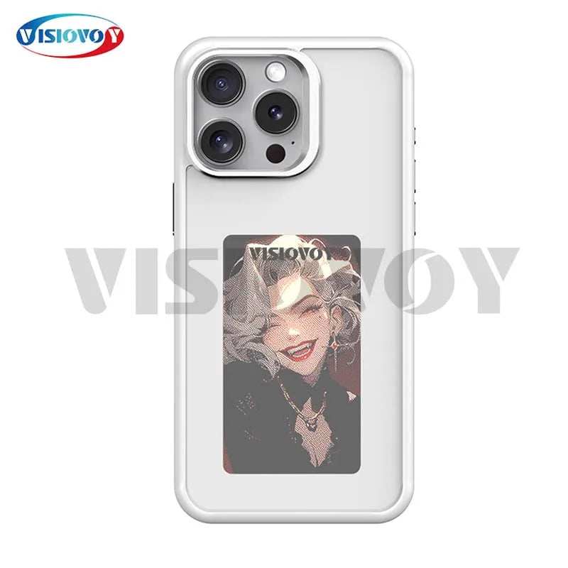 Newtech NFC Function Phone Case for Iphone 16 Pro Max 15 14 13 DIY Case E Ink Screen Phone Cover Cartoon Girl Funda Battery Free