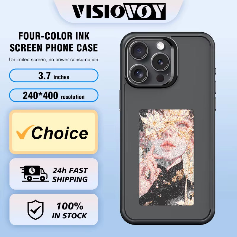 Newtech NFC Function Phone Case for Iphone 16 Pro Max 15 14 13 DIY Case E Ink Screen Phone Cover Cartoon Girl Funda Battery Free